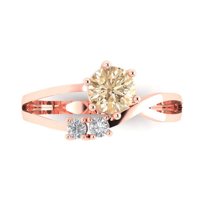 0.87 cttw Natural Morganite Three-Stone Engagement Ring - Solid Gold (Round Cut,6.0mm)