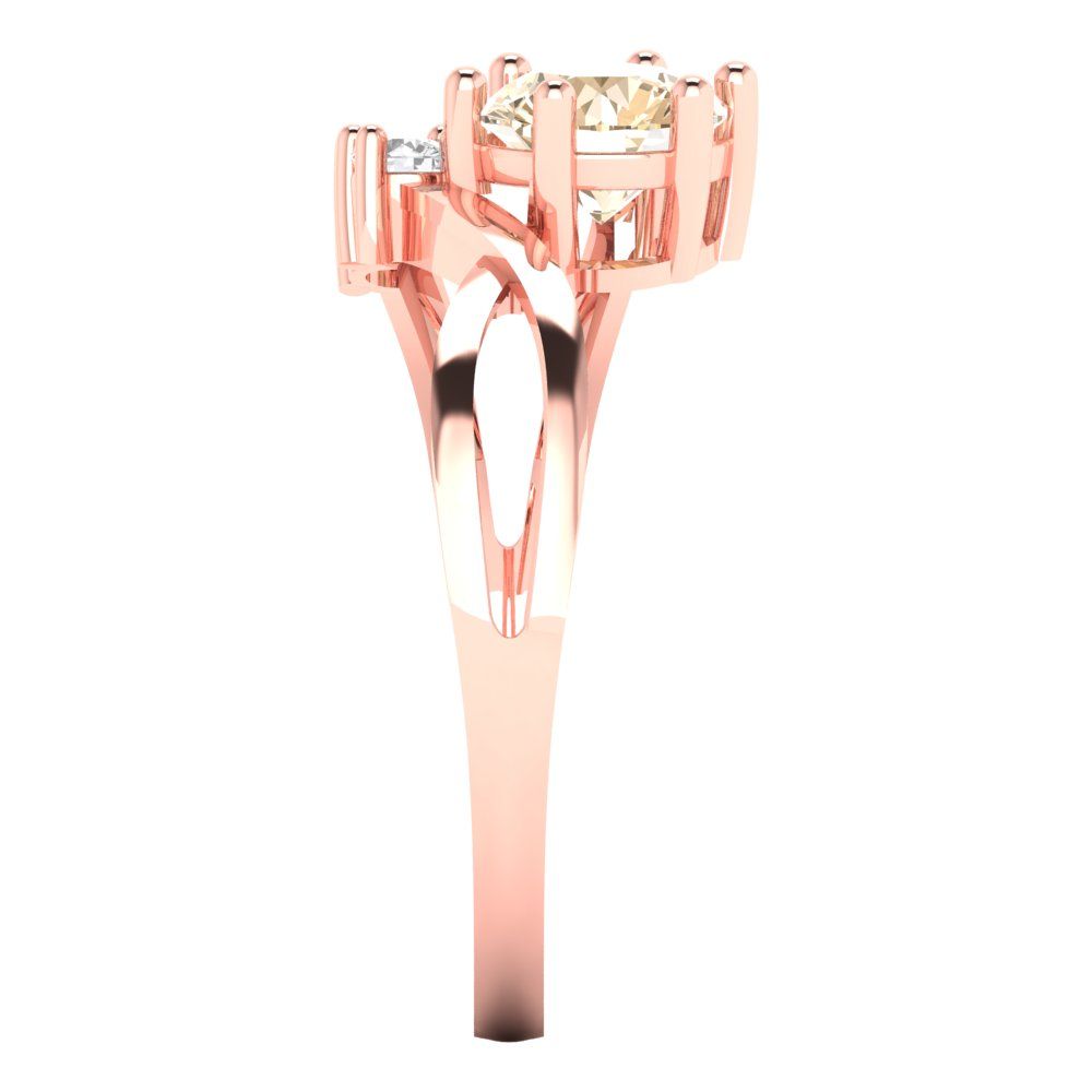 0.87 cttw Natural Morganite Three-Stone Engagement Ring - Solid Gold (Round Cut,6.0mm)