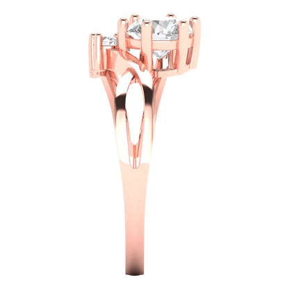 0.87 cttw Zirconia Simulated Diamond Three-Stone Engagement Ring - Solid Gold (VVS1, Round Cut,6.0mm)