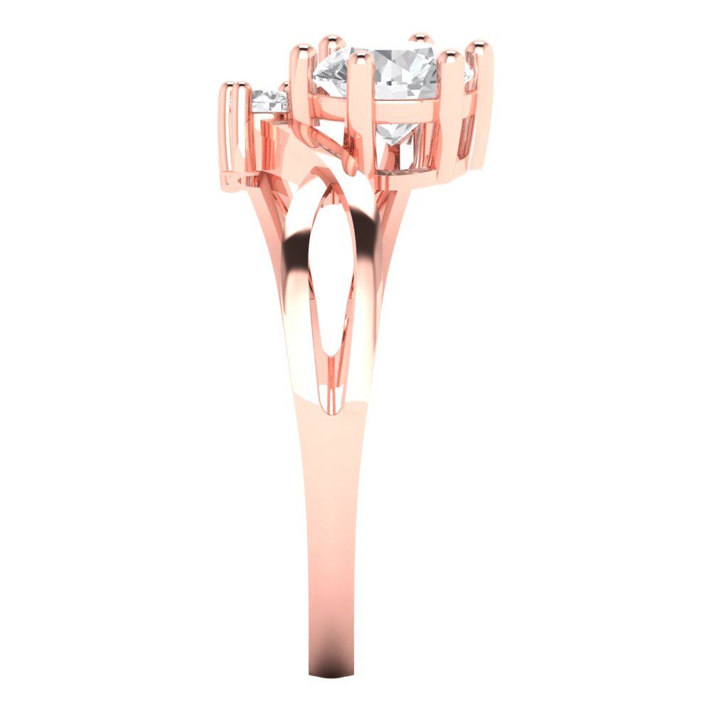 0.87 cttw Certified Moissanite Three-Stone Engagement Ring - Solid Gold (VVS1, D-F,Round Cut,6.0mm)