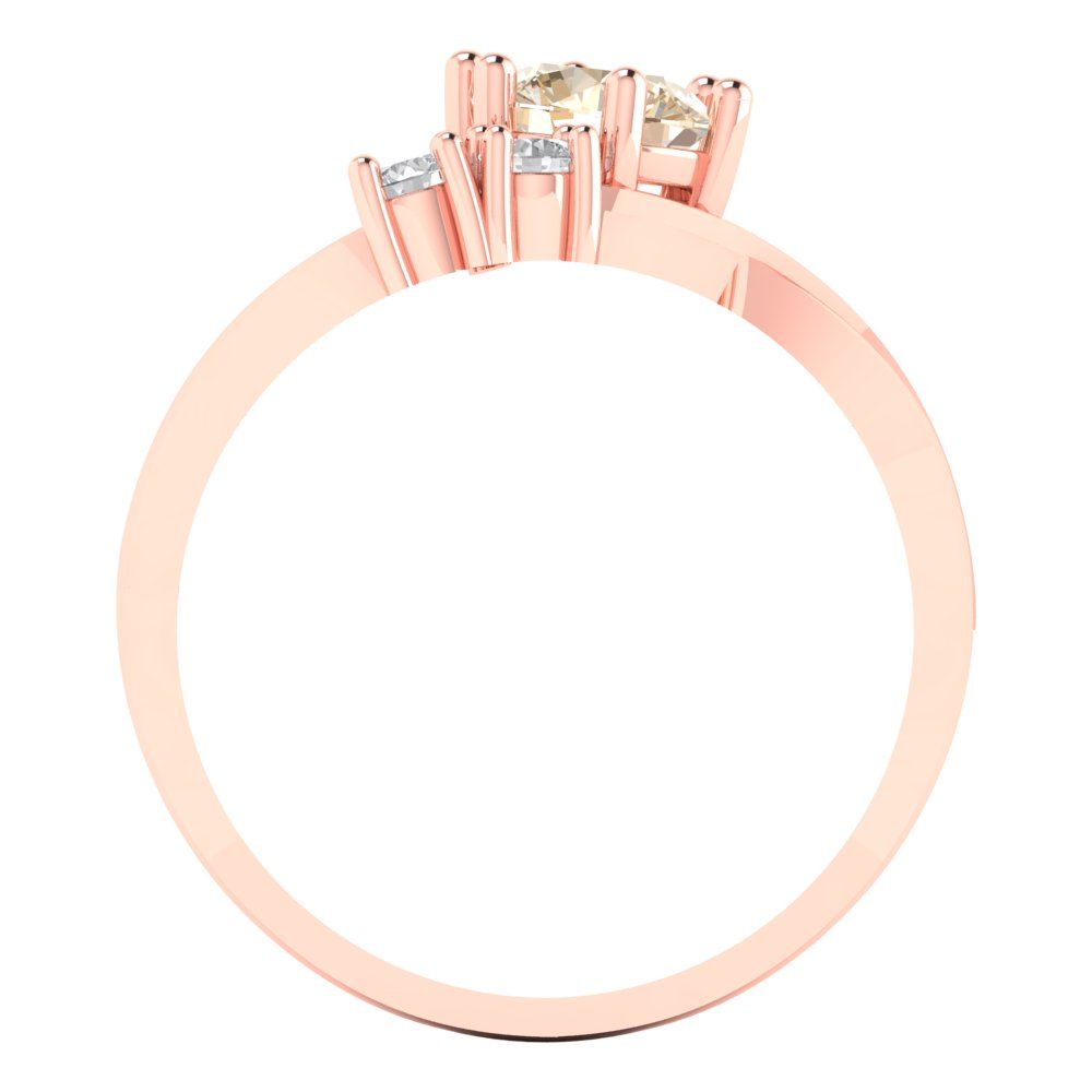 0.87 cttw Natural Morganite Three-Stone Engagement Ring - Solid Gold (Round Cut,6.0mm)