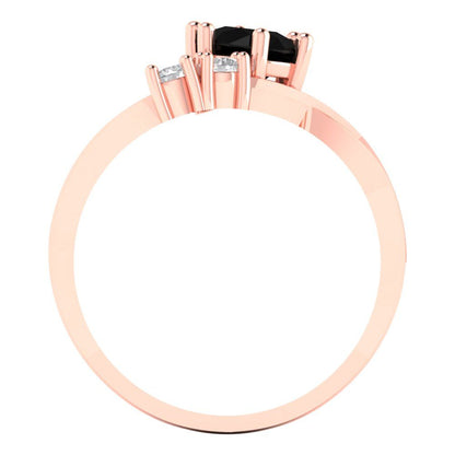 0.87 cttw Natural Onyx Three-Stone Engagement Ring - Solid Rose Gold (VVS1, Round Cut,6.0mm)