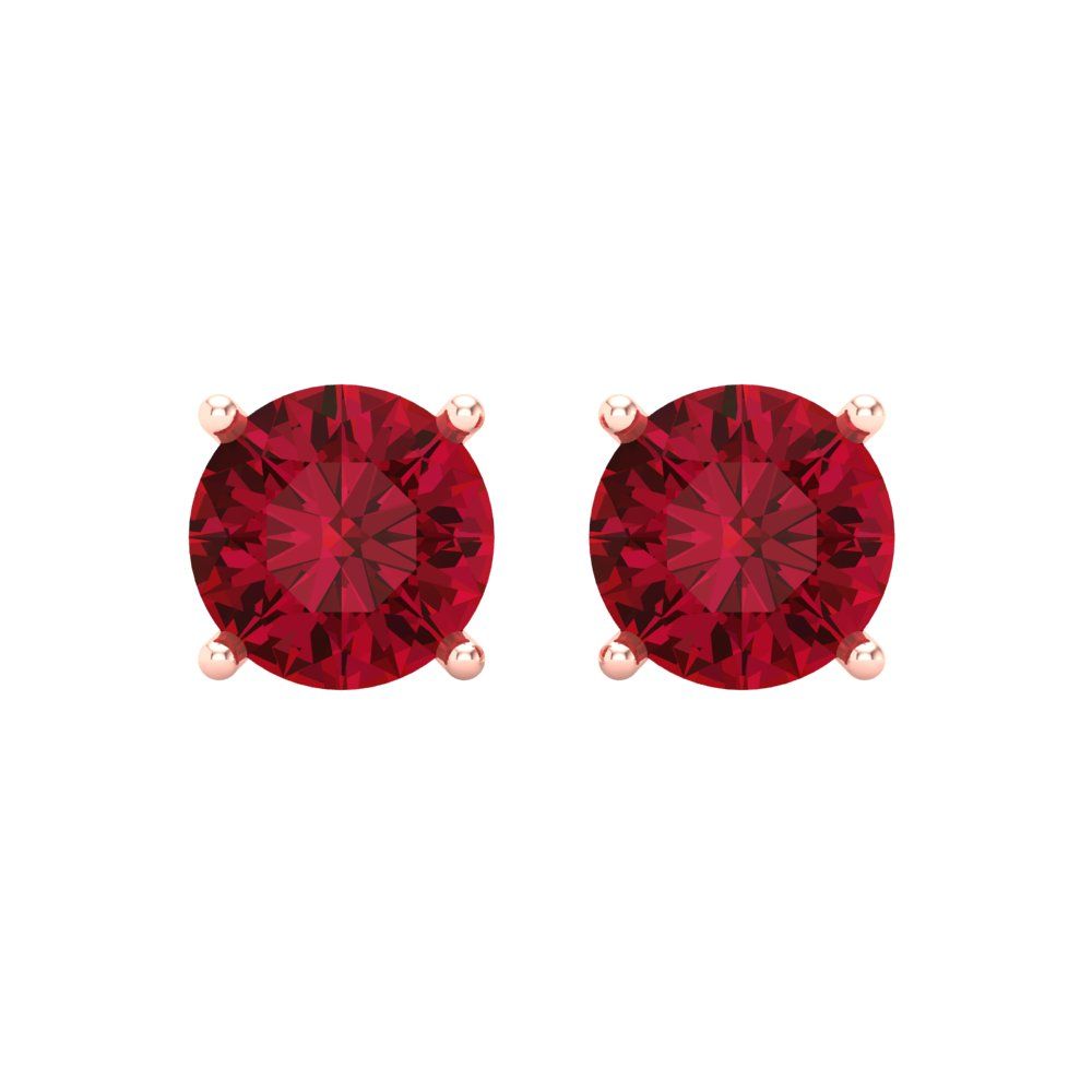 4 ctw Pink Tourmaline Studs Earrings | 8.0mm Round Cut White Gold Screw back | April Birthstone