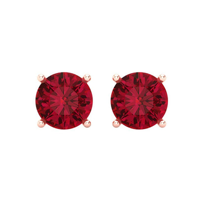 4 ctw Pink Tourmaline Studs Earrings | 8.0mm Round Cut White Gold Screw back | April Birthstone