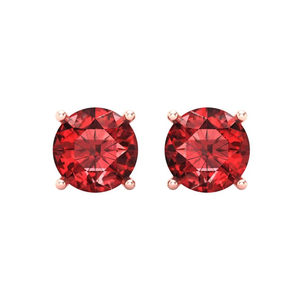 4 ctw Garnet Studs Earrings | 8.0mm Round Cut White Gold Screw back | January Birthstone