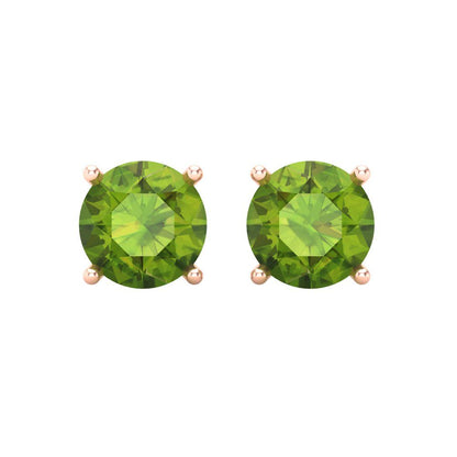 4 ctw Peridot Studs Earrings | 8.0mm Round Cut White Gold Screw back | August Birthstone