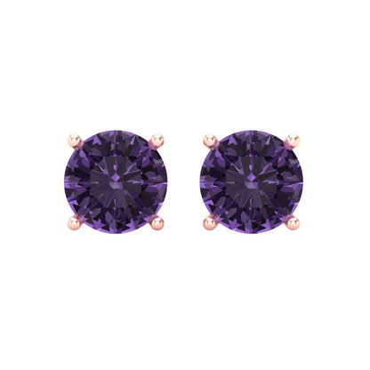 4 ctw Alexandrite Studs Earrings | 8.0mm Round Cut White Gold Screw back | June Birthstone