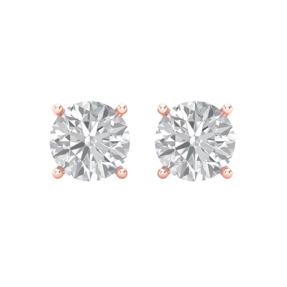 4 ctw White Sapphire Studs Earrings | 8.0mm Round Cut White Gold Screw back | April Birthstone
