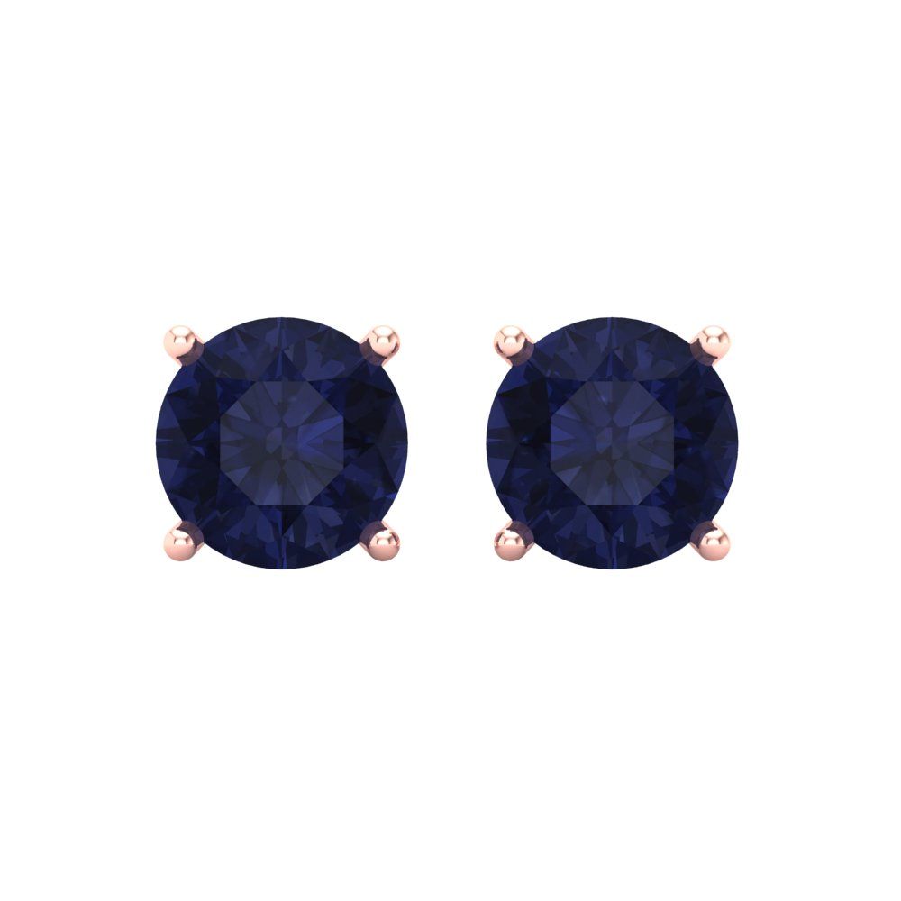 4 ctw Blue Sapphire Studs Earrings | 8.0mm Round Cut White Gold Screw back | September Birthstone