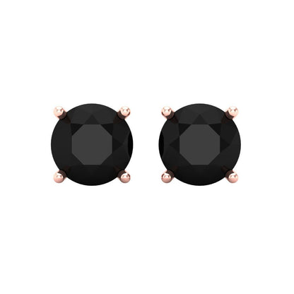 4 ctw Onyx Studs Earrings | 8.0mm Round Cut White Gold Screw back | July Birthstone