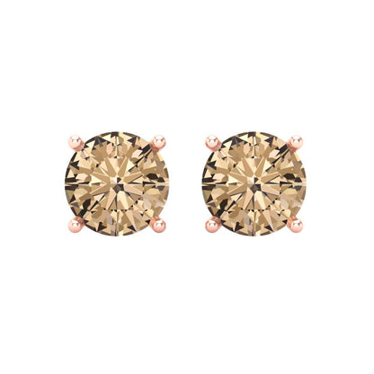 4 ctw Yellow Moissanite Studs Earrings | 8.0mm Round Cut White Gold Screw back | April Birthstone