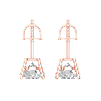 4 ctw Moissanite Studs Earrings | 8.0mm Round Cut White Gold Screw back | April Birthstone