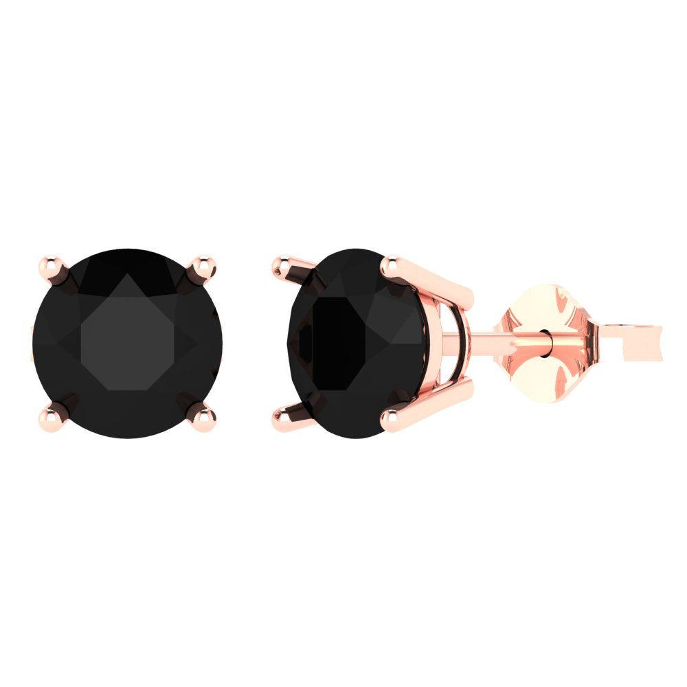 4 ctw Onyx Studs Earrings | 8.0mm Round Cut White Gold Push Back | July Birthstone