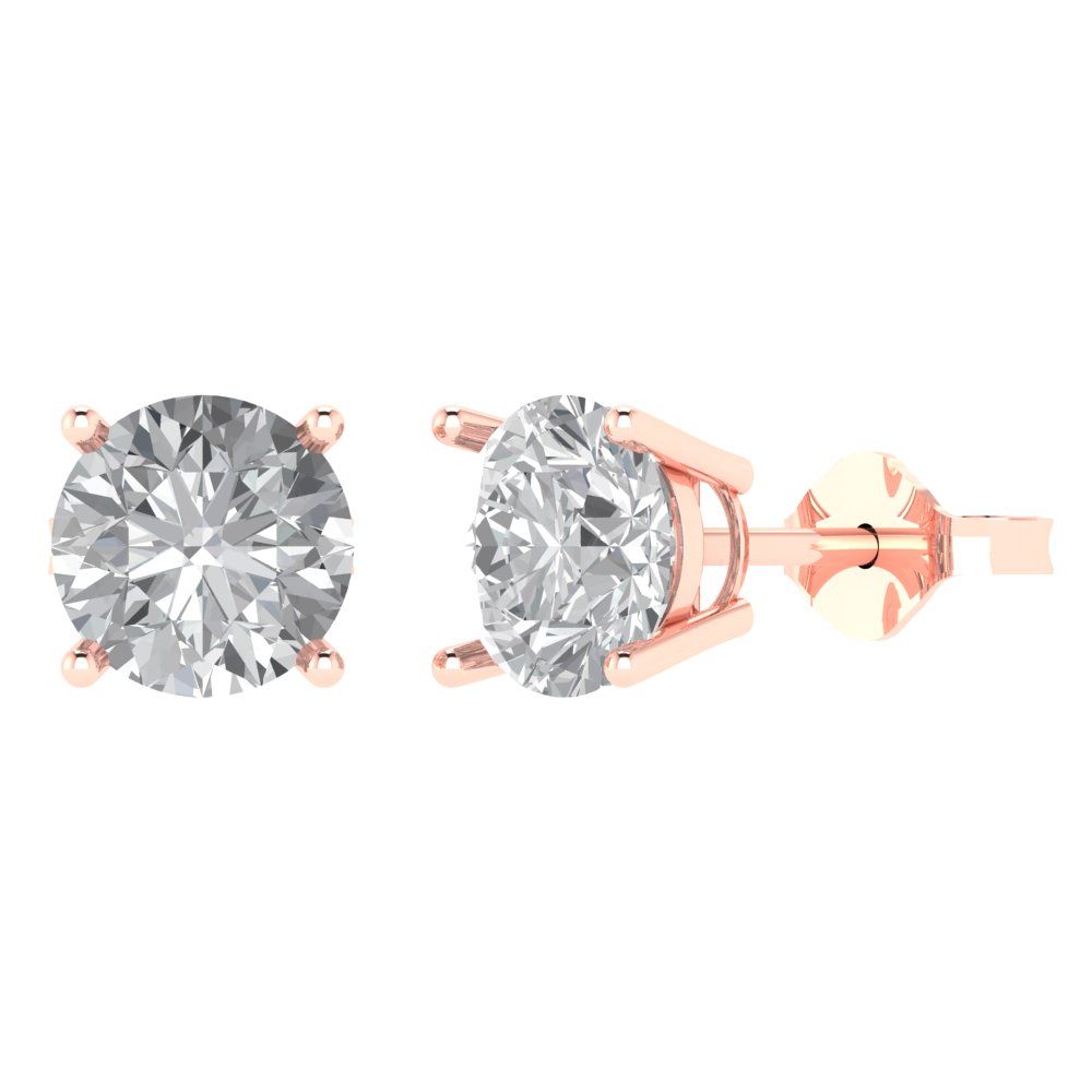 4cttw Round Cut Moissanite Gold-Plated 925 Silver Push Back Stud Earrings