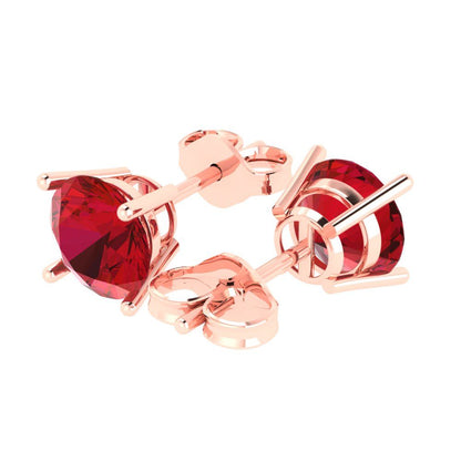 4 ctw Pink Tourmaline Studs Earrings | 8.0mm Round Cut White Gold Push Back | April Birthstone