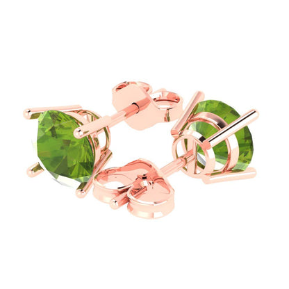 4 ctw Peridot Studs Earrings | 8.0mm Round Cut White Gold Push Back | August Birthstone