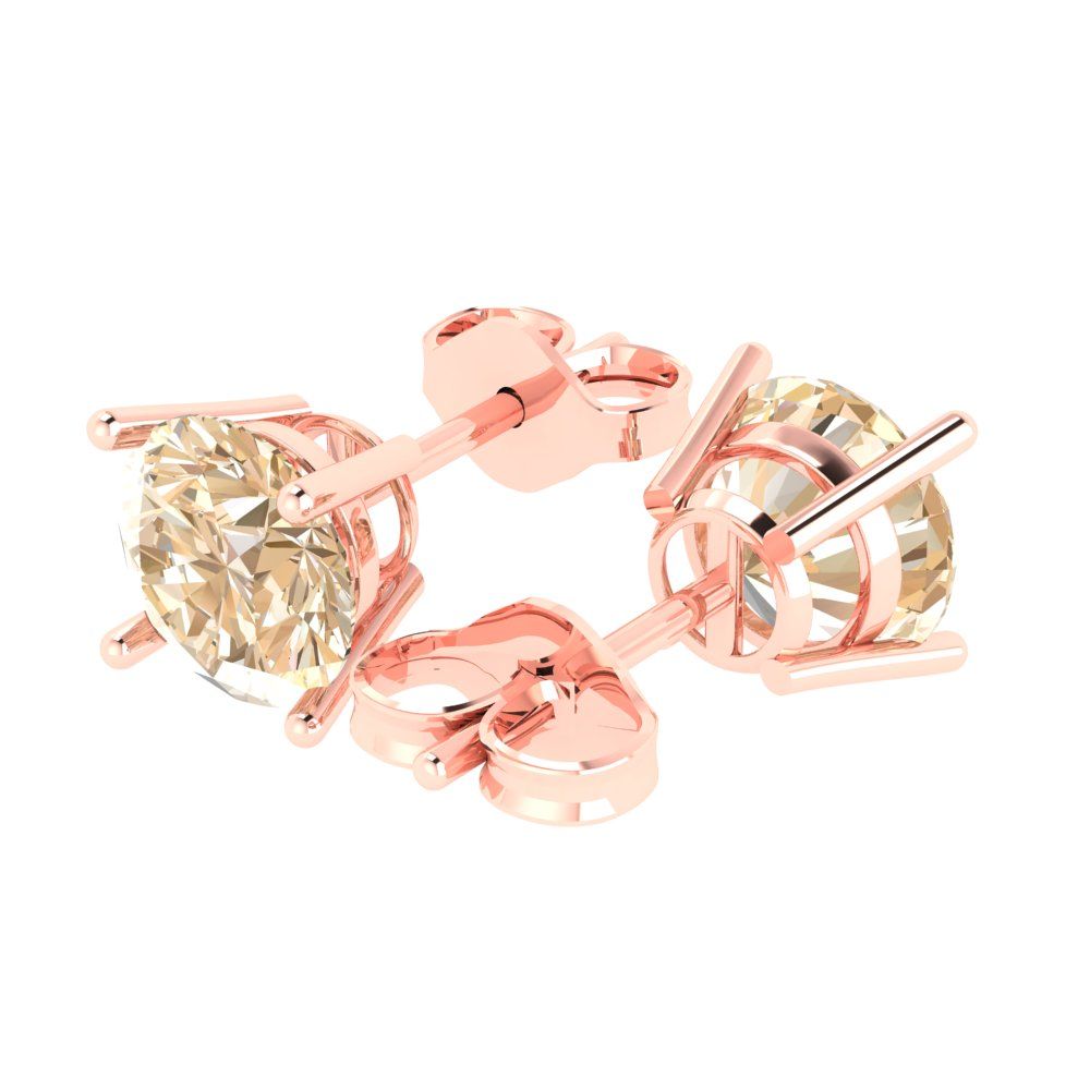 4 ctw Morganite Studs Earrings | 8.0mm Round Cut White Gold Push Back | February Birthstone