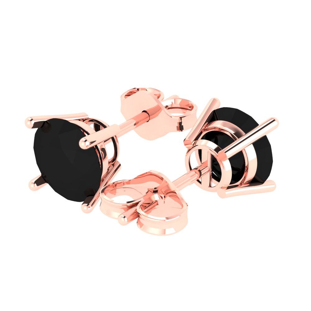 4 ctw Onyx Studs Earrings | 8.0mm Round Cut White Gold Push Back | July Birthstone