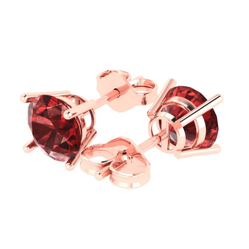 4 ctw Garnet Studs Earrings | 8.0mm Round Cut White Gold Push Back | January Birthstone