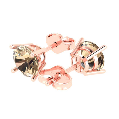 4cttw Round Cut Yellow Moissanite Gold-Plated 925 Silver Push Back Stud Earrings