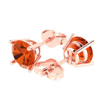 4cttw Round Cut Simulated Red Diamond Gold-Plated 925 Silver Push Back Stud Earrings