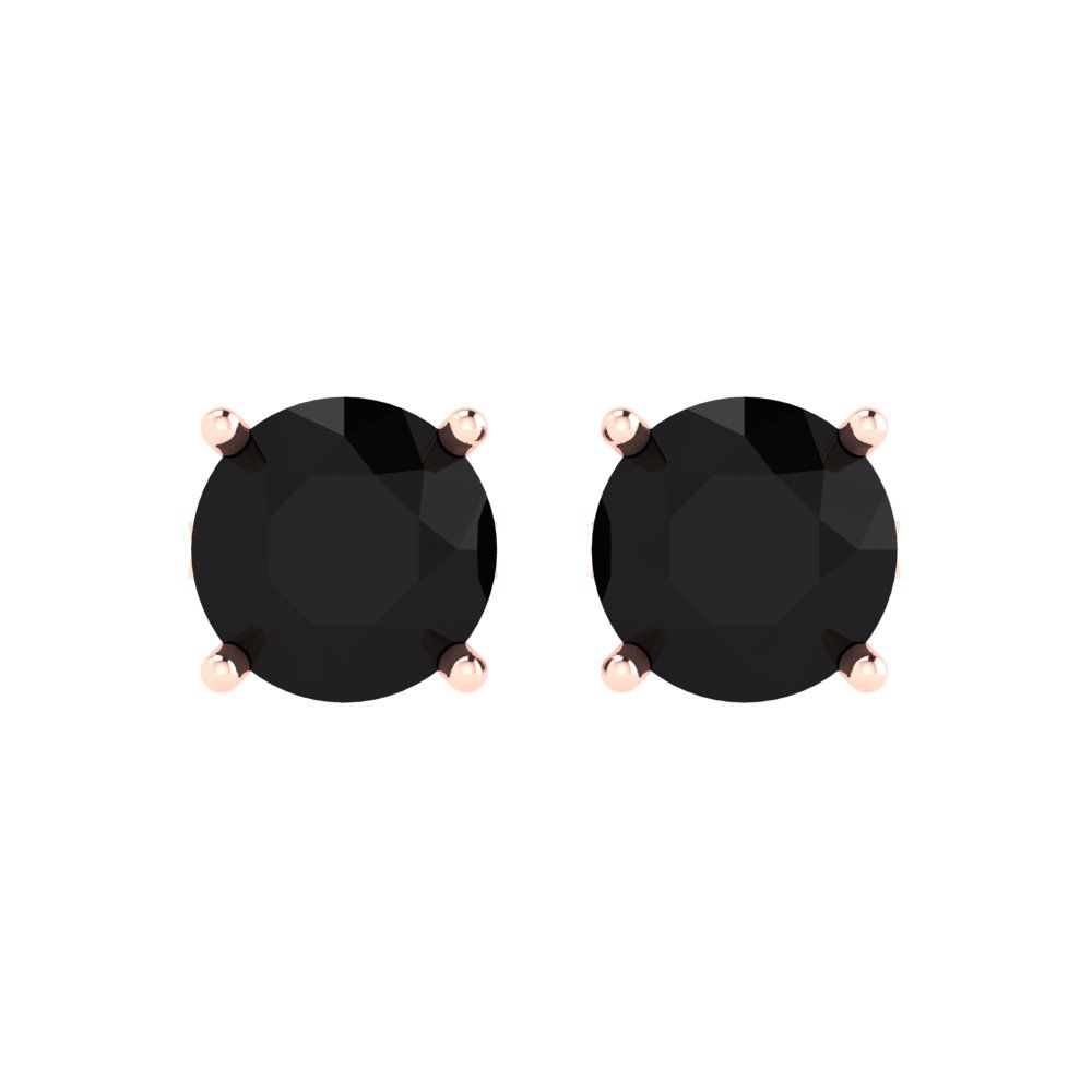 4 ctw Onyx Studs Earrings | 8.0mm Round Cut White Gold Push Back | July Birthstone