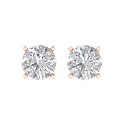 4 ctw White Sapphire Studs Earrings | 8.0mm Round Cut White Gold Push Back | April Birthstone