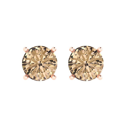 4cttw Round Cut Yellow Moissanite Gold-Plated 925 Silver Push Back Stud Earrings