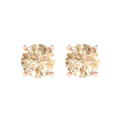 4 ctw Morganite Studs Earrings | 8.0mm Round Cut White Gold Push Back | February Birthstone