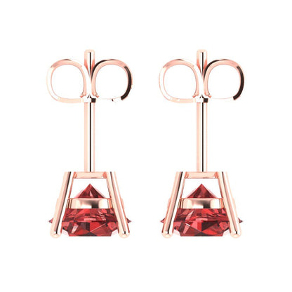 4 ctw Garnet Studs Earrings | 8.0mm Round Cut White Gold Push Back | January Birthstone