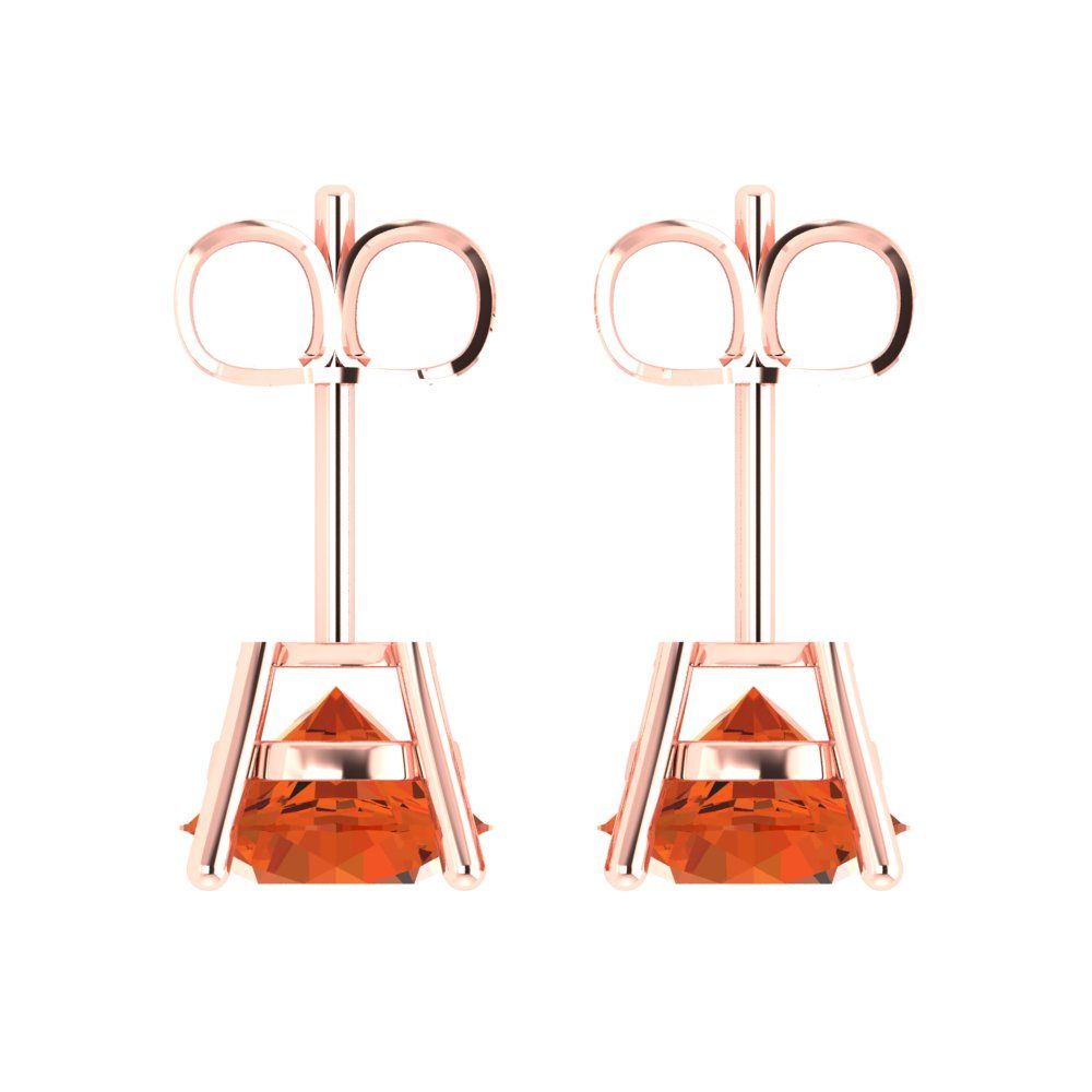 4 ctw Red Zirconia Studs Earrings | 8.0mm Round Cut White Gold Push Back | April Birthstone