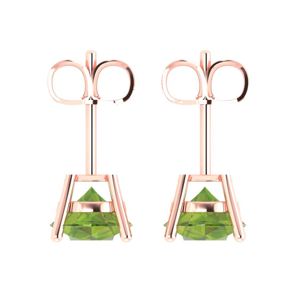 4 ctw Peridot Studs Earrings | 8.0mm Round Cut White Gold Push Back | August Birthstone