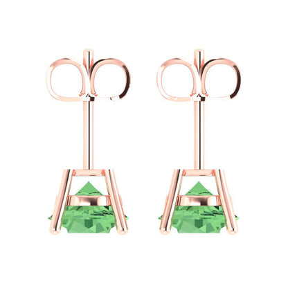 4cttw Round Cut Simulated Green Diamond Gold-Plated 925 Silver Push Back Stud Earrings