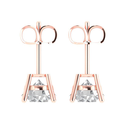 4 ctw Moissanite Studs Earrings | 8.0mm Round Cut White Gold Push Back | April Birthstone