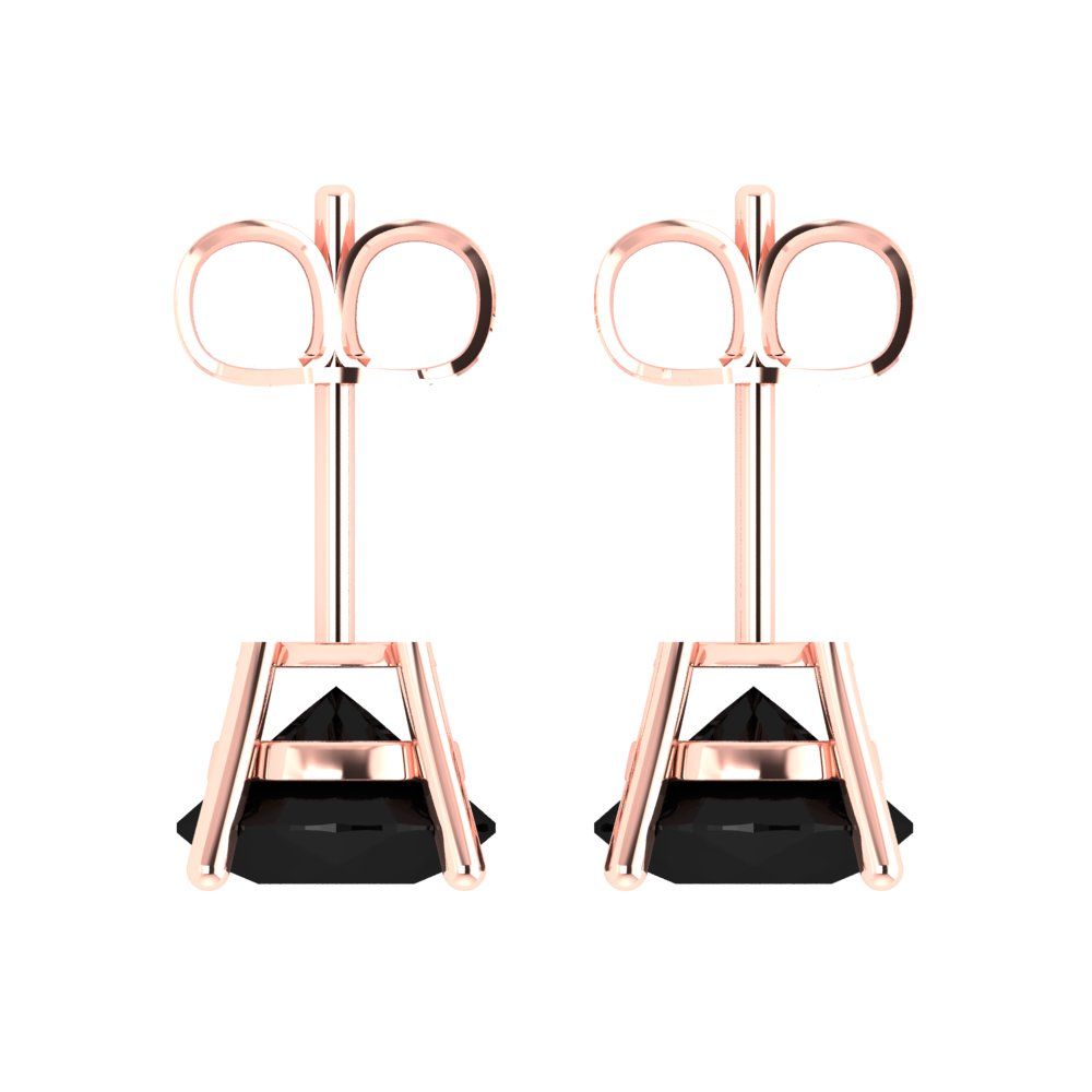 4cttw Round Cut Natural Onyx Gold-Plated 925 Silver Push Back Stud Earrings