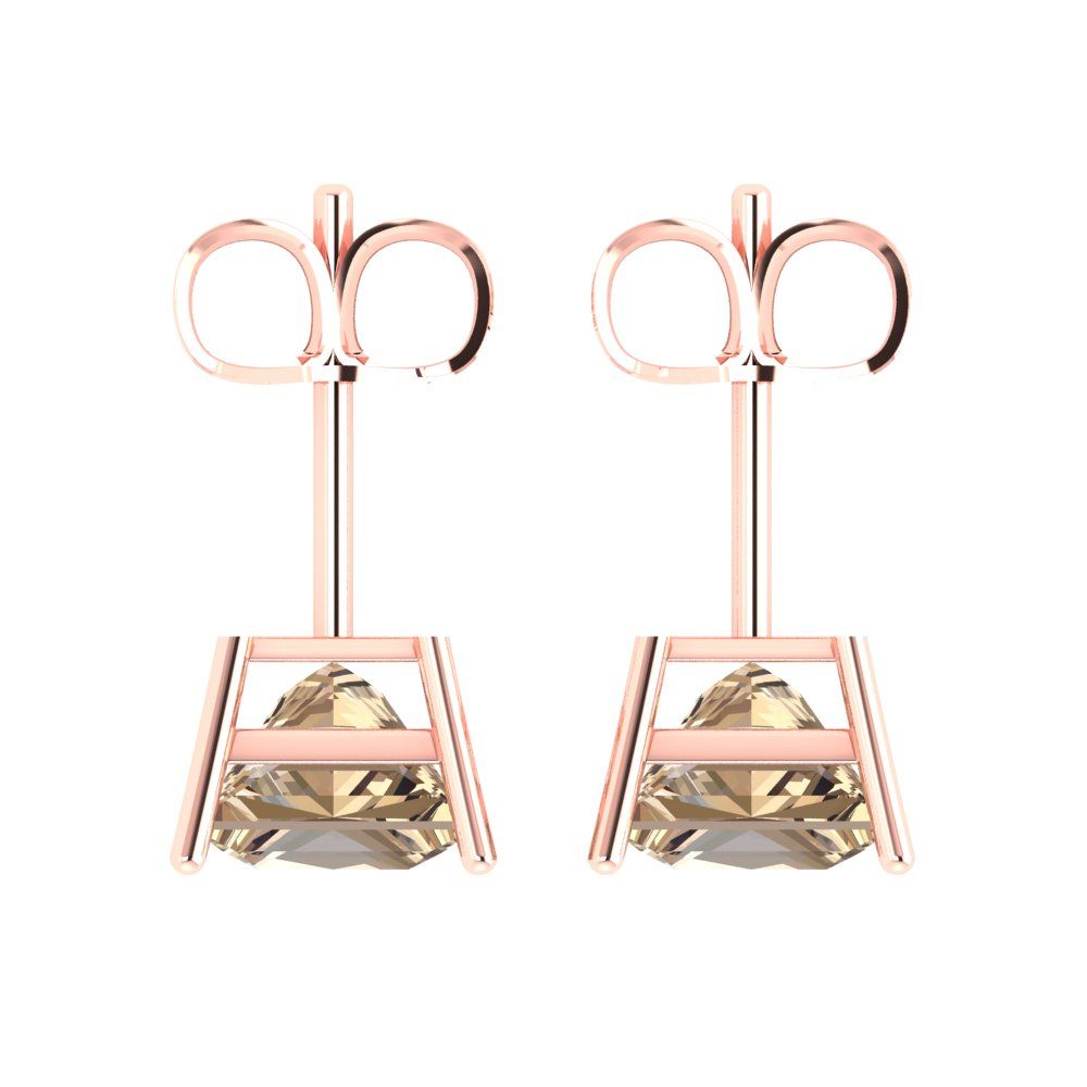 4cttw Princess Cut Yellow Moissanite Gold-Plated 925 Silver Push Back Stud Earrings