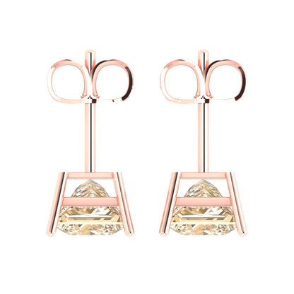 4cttw Princess Cut Natural Morganite Gold-Plated 925 Silver Push Back Stud Earrings