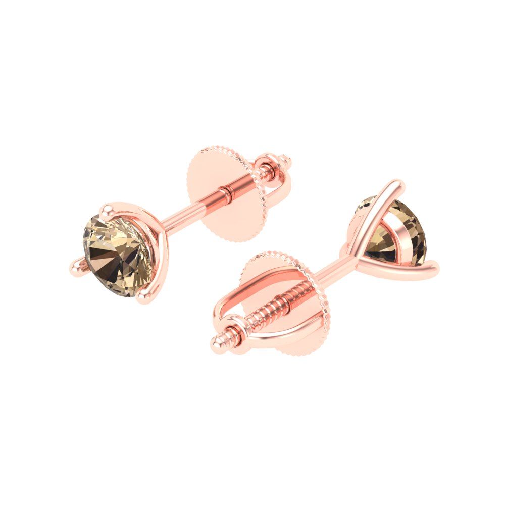 1 ctw Yellow Moissanite Studs Earrings | 5mm Round Cut White Gold Screw back | April Birthstone