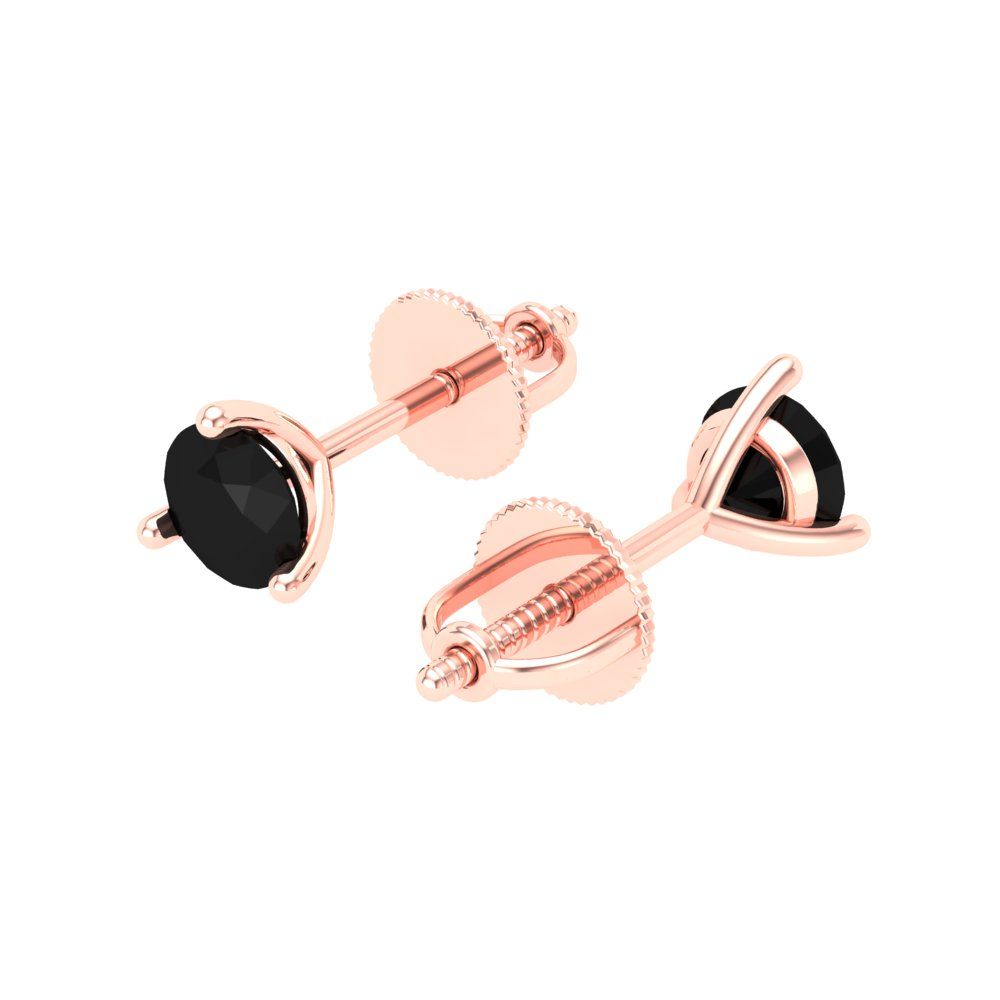 1 ctw Onyx Studs Earrings | 5mm Round Cut White Gold Screw back | July Birthstone