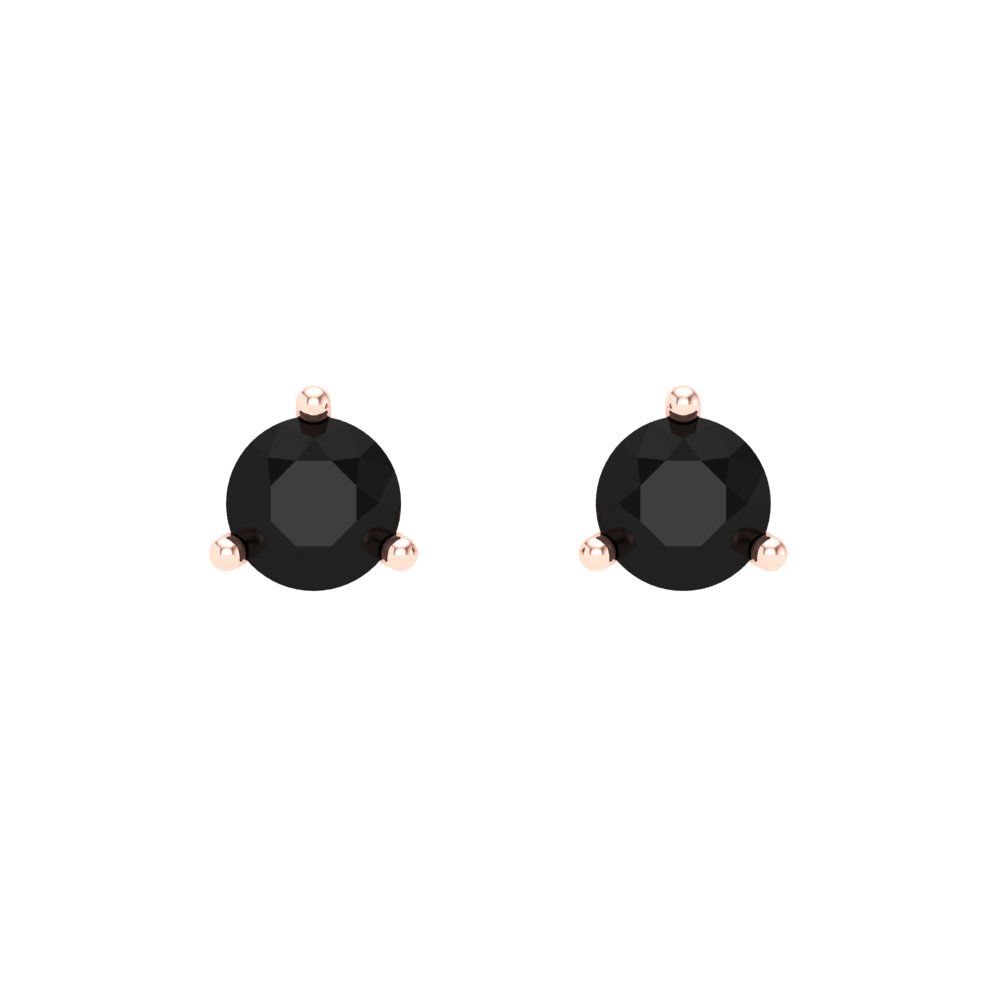 1 ctw Onyx Studs Earrings | 5mm Round Cut White Gold Screw back | July Birthstone