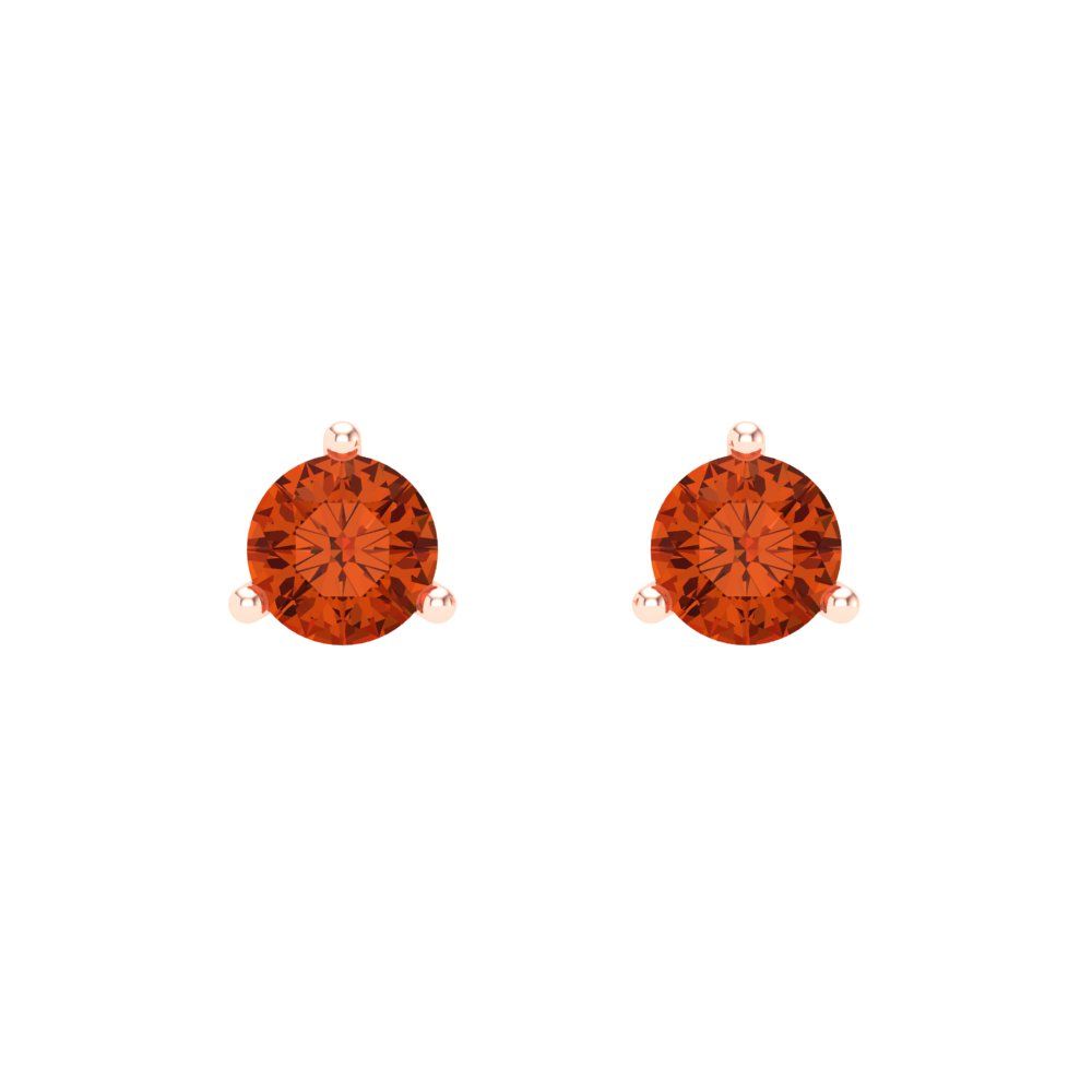 1 ctw Red Zirconia Studs Earrings | 5mm Round Cut White Gold Screw back | April Birthstone