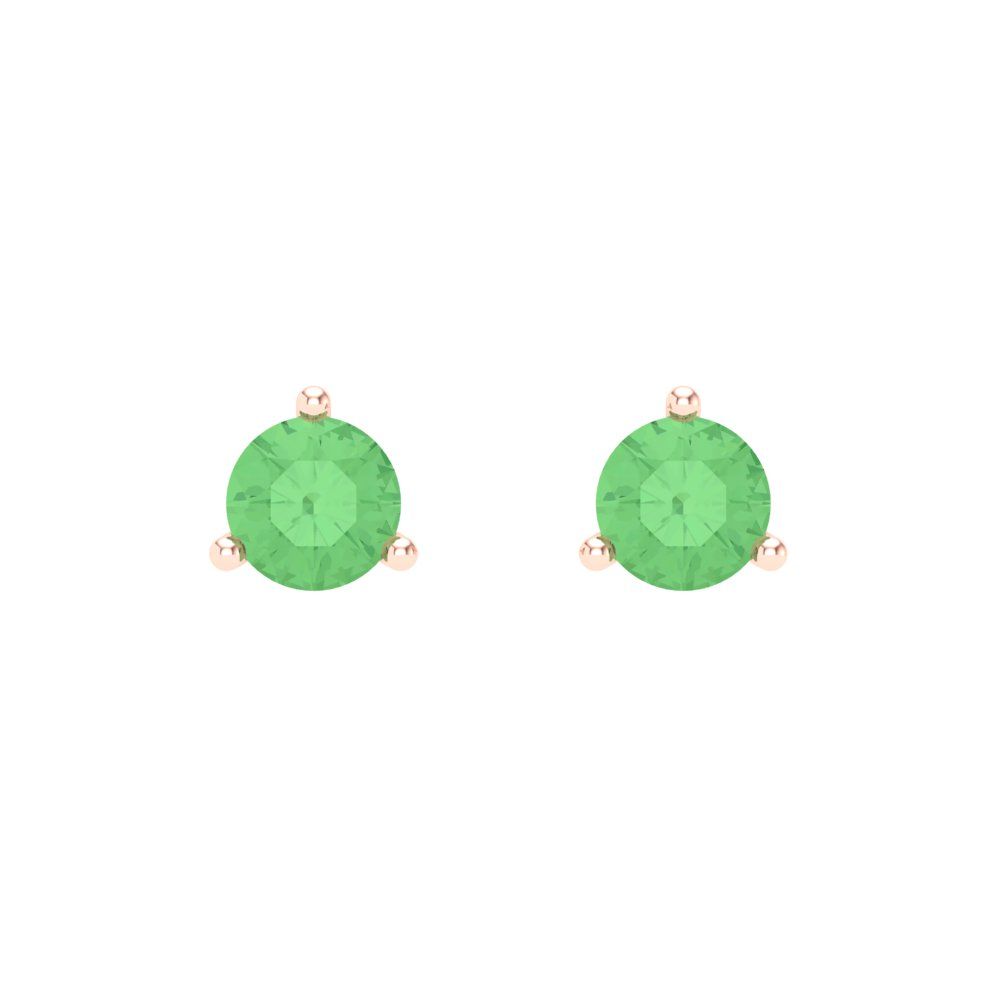 1 ctw Green Zirconia Studs Earrings | 5mm Round Cut White Gold Screw back | April Birthstone