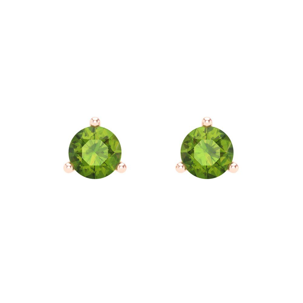 1 ctw Peridot Studs Earrings | 5mm Round Cut White Gold Screw back | August Birthstone
