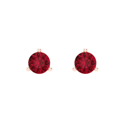 1 ctw Pink Tourmaline Studs Earrings | 5mm Round Cut White Gold Screw back | April Birthstone