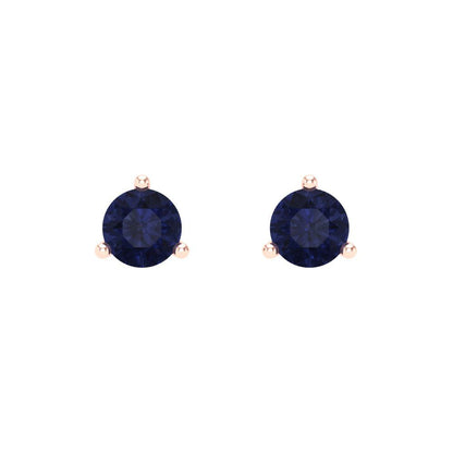 1 ctw Blue Sapphire Studs Earrings | 5mm Round Cut White Gold Screw back | September Birthstone