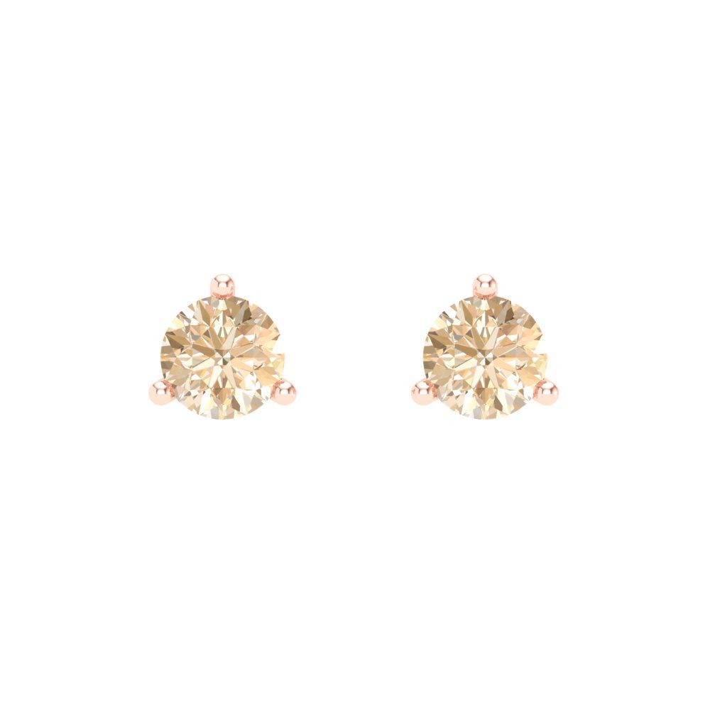 1 ctw Morganite Studs Earrings | 5mm Round Cut White Gold Screw back | February Birthstone