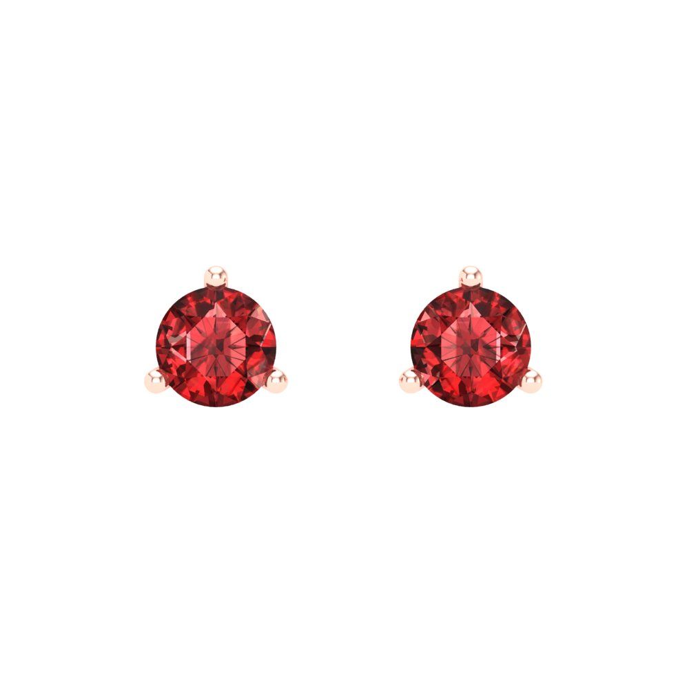 1 ctw Garnet Studs Earrings | 5mm Round Cut White Gold Screw back | January Birthstone
