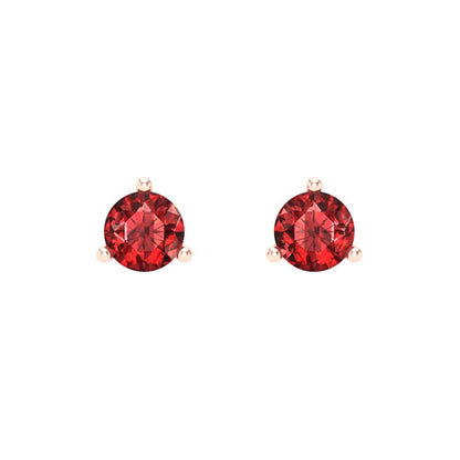 1 ctw Garnet Studs Earrings | 5mm Round Cut White Gold Screw back | January Birthstone