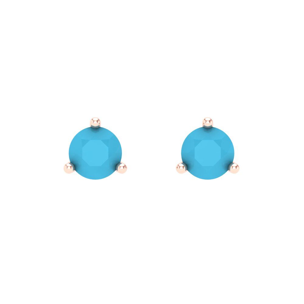 1 ctw Turquoise Studs Earrings | 5mm Round Cut White Gold Screw back | December Birthstone