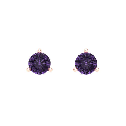 1 ctw Alexandrite Studs Earrings | 5mm Round Cut White Gold Screw back | June Birthstone